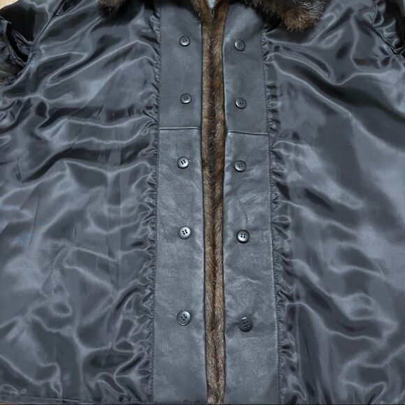 KATHY IRELAND Faux Fur Leather Trim Open Jacket LARGE - Picture 12 of 16